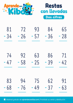 Ficha de restas con llevadas