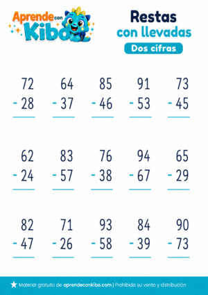 Ficha de restas con llevadas