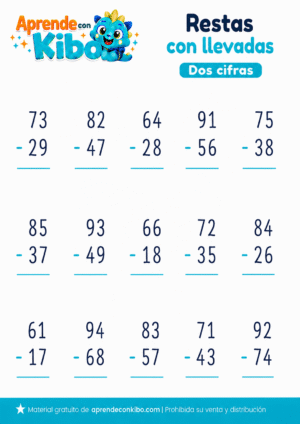 Ficha de restas con llevadas