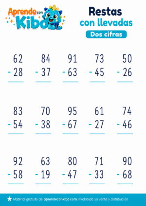 Ficha de restas con llevadas