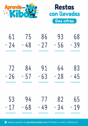 Ficha de restas con llevadas