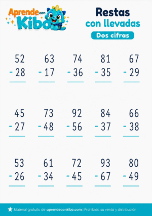 Ficha de restas con llevadas