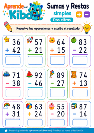 Ficha de sumas y restas