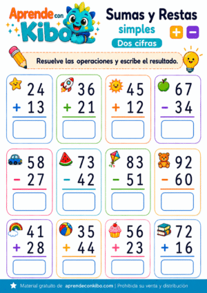 Ficha de sumas y restas